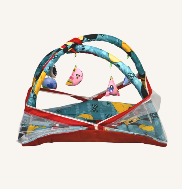 Baby Cotton Bedding Set with Mosquito Net, Play Mat, and Hanging Toys
