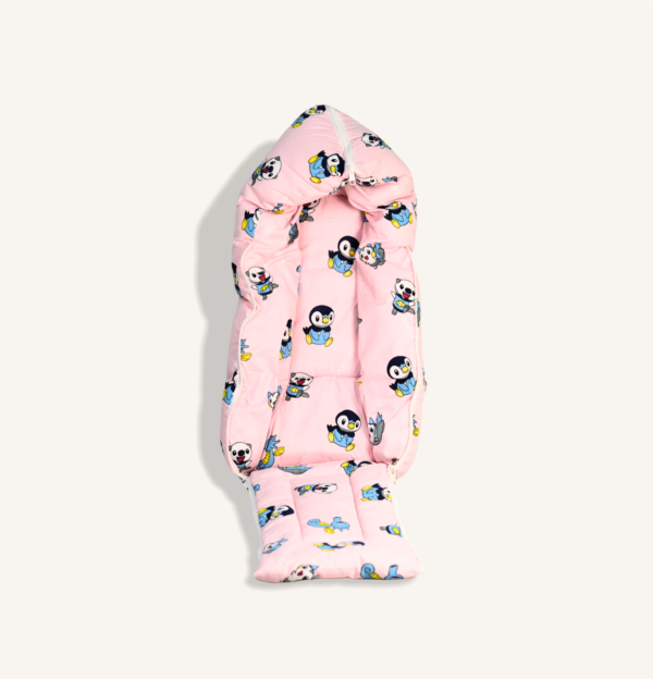 Soft Pink Baby Sleeping Bag with Cute Penguin Design
