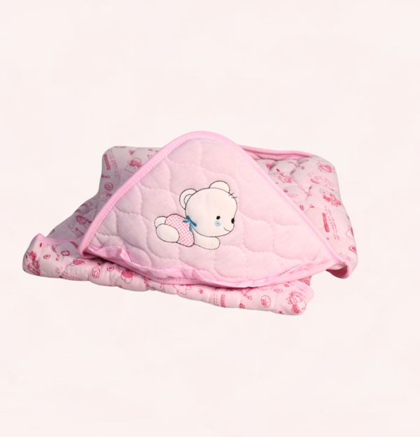 Soft Cotton Hooded Baby Blanket & Swaddle (Pink)