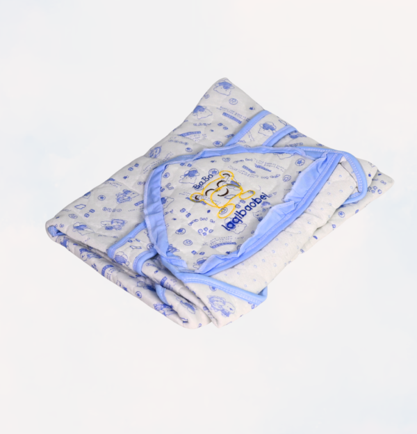 Soft Cotton Hooded Baby Blanket & Swaddle (Blue)